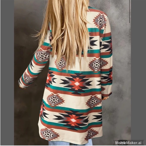 🌵Chic Spring-to-Fall Aztec Tribal Long Shirt - Picture 3 of 11